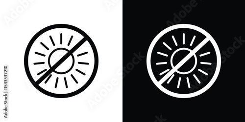 No sun icon filled flat sign concept for web design.