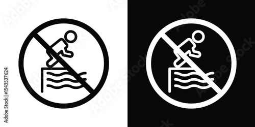not jump in pool sign icon filled flat sign concept for web design.