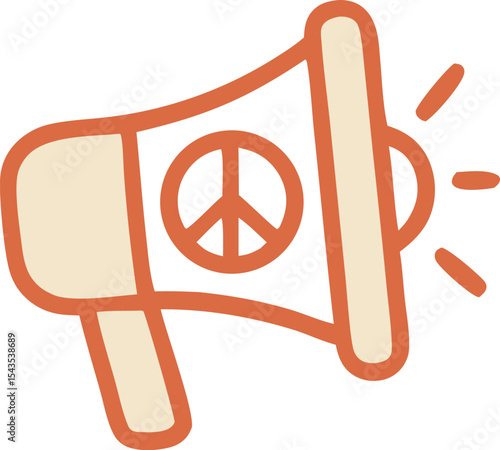 Megaphone with Peace Symbol Announcing a Protest or Call for Non-Violence