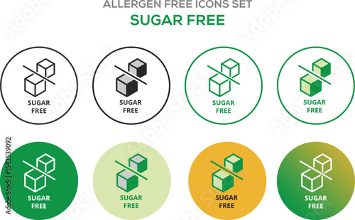 Allergen-free icons set vector illustration