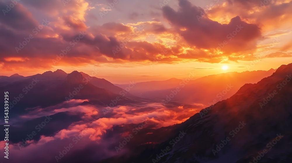 Obraz premium A magical autumn sunset over the Slovakian mountains