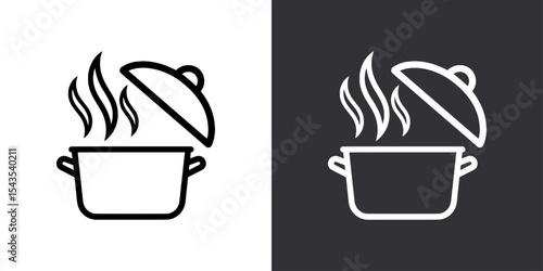 Open Cooking Pot Icon with Steam Rising