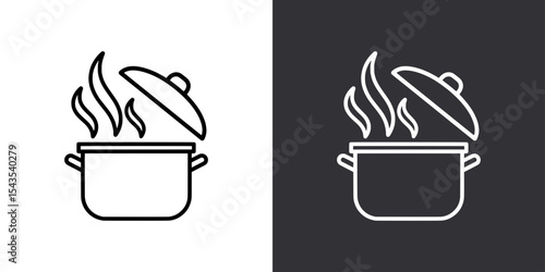 Open Cooking Pot Icon with Steam Rising