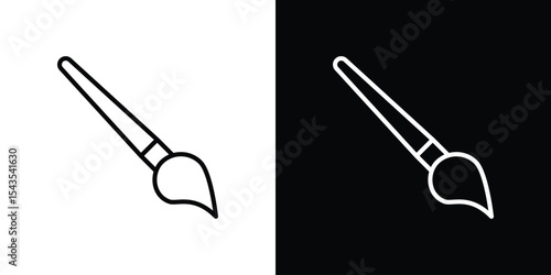 Paint brush icon filled flat sign concept for web design.