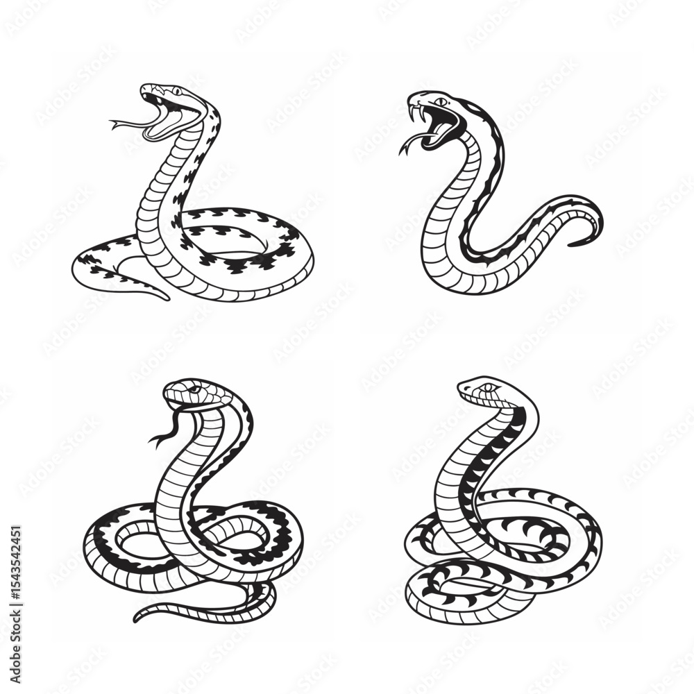 Fototapeta premium line art of snake bundle on the white background