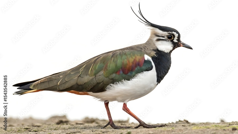 Obraz premium Northern lapwing vanellus vanellus isolated on a white background. AI GENERATED