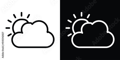 Partially cloudy icon filled flat sign concept for web design.