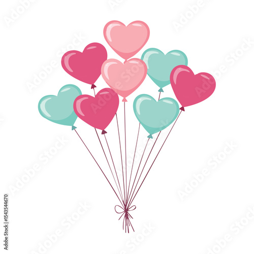 A bunch of heart shaped balloons for valentines day