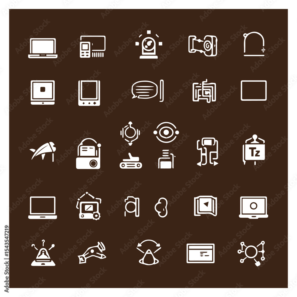 Collection of technology and gadget icons Collection of technology and gadget icons