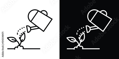 Plant watering can icon filled flat sign concept for web design.