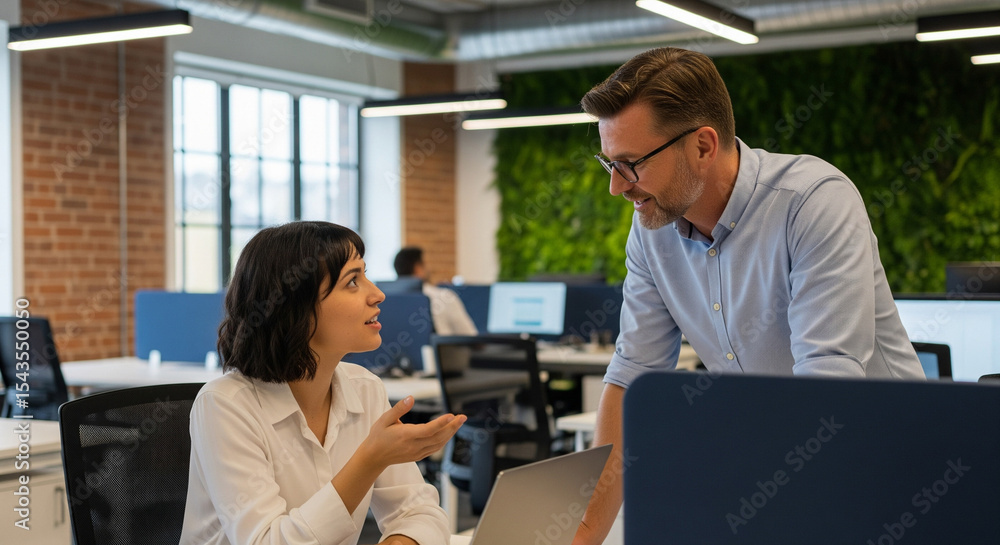 Fototapeta premium Modern Office Dynamics: Collaboration in the Workplace