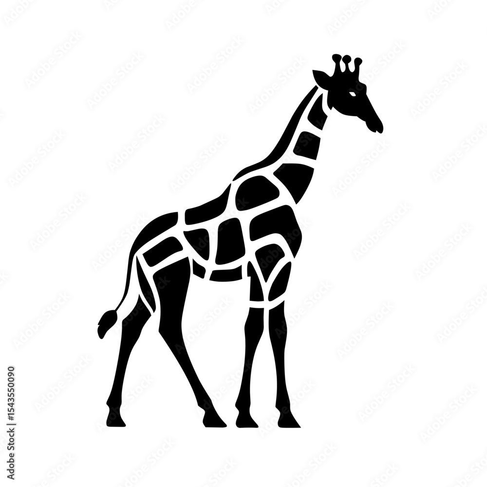 Obraz premium Vector illustration of a minimalist side view giraffe silhouette logo.