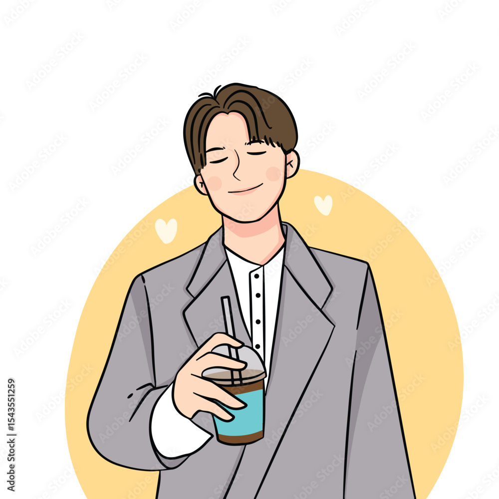 illustration of a man holding a drink illustration of a man holding a drink