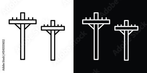 power pole icon filled flat sign concept for web design.