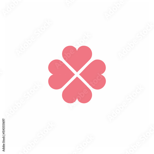 Pink heart shaped four leaf clover design