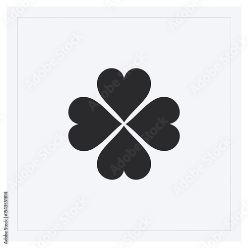 Simple black four leaf clover heart shape design