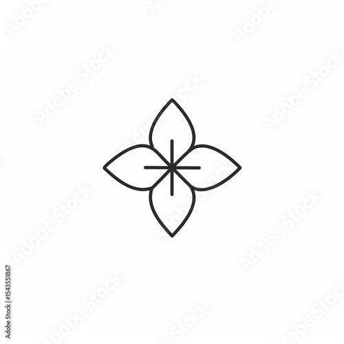Simple elegant four petal flower line art design