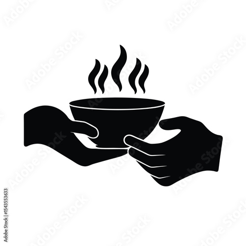 Giving hands bowl silhouette vector illustration