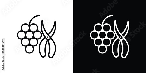 Pruning grape icon filled flat sign concept for web design.