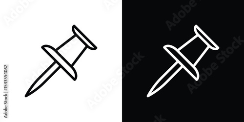 Push pin icon filled flat sign concept for web design.