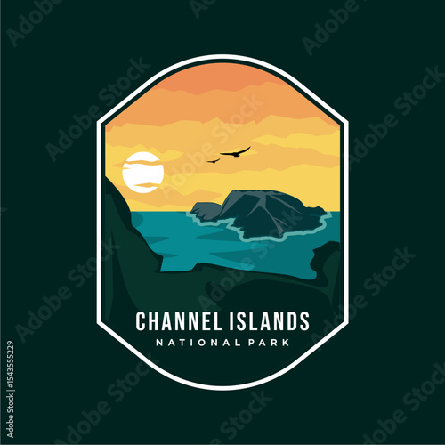 channel islands national park emblem logo vector design illustration, california landmark in badge and minimalist style