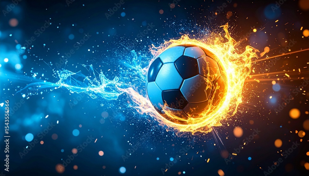 Fototapeta premium Fiery Soccer Ball A Blazing Image of Passion and Competition
