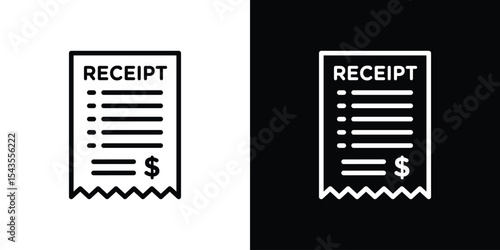 Receipt icon filled flat sign concept for web design.