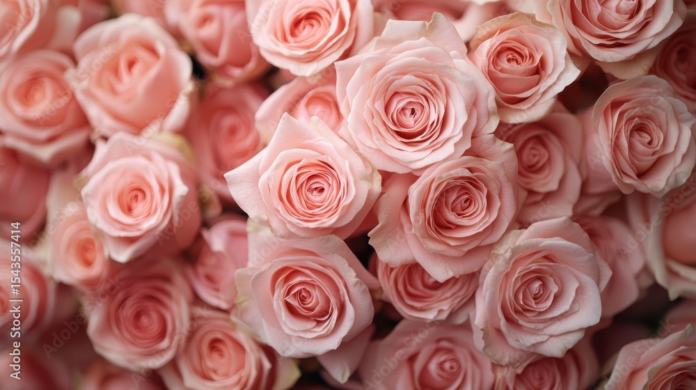 Fototapeta premium A stunning assortment of delicate pink roses tightly clustered together, capturing the essence of beauty and love, ideal for greetings, romantic gestures, or home decor.