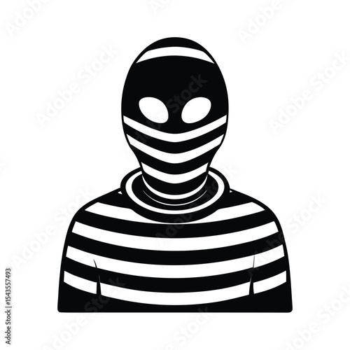 Striped prisoner silhouette vector illustration