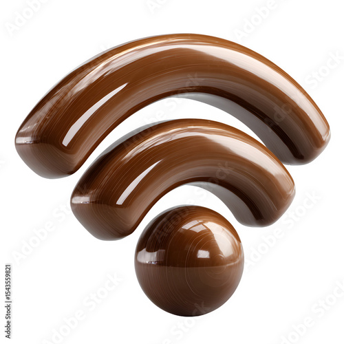 Chocolate wifi symbol isolated on transparent background