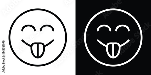 Savoring Food Emoji icon filled flat sign concept for web design.