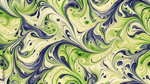 Abstract Swirling Green and Blue Fluid Art Design, Perfect for Dynamic Backgrounds or Decorative Prints