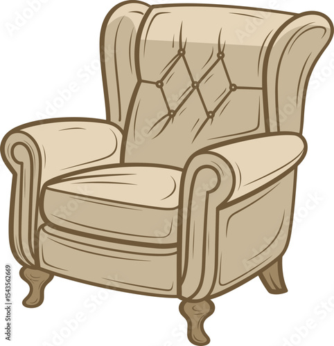 Obraz na plátne Antique Armchair: A meticulously drawn illustration of an antique armchair, radiating classic charm