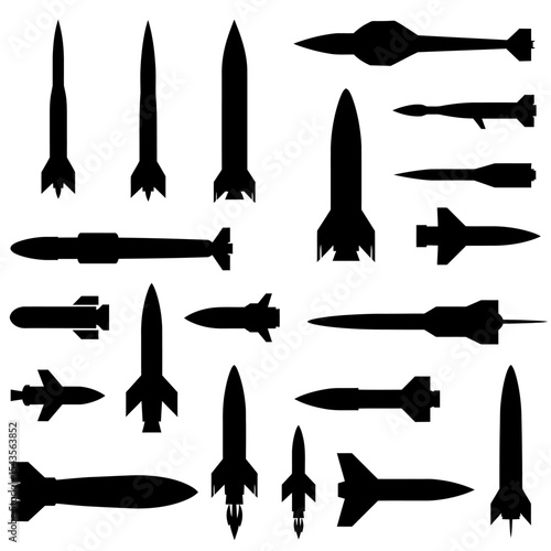 Ballistic Missiles of Different Shapes and Sizes Representing Advanced Technology and Military Power for Defense in the Modern World