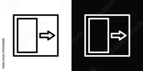 Sliding door icon filled flat sign concept for web design.