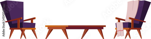 Stylish Furniture: The image showcases a stylish living room set, featuring a pair of comfortable armchairs and a coordinating coffee table. It captures the essence of elegant interior design.