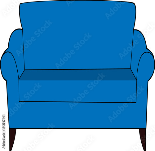 Blue Sofa Illustration: A cozy, two-seater blue sofa, perfect for relaxation and comfort, is depicted in a simple, clean illustration.