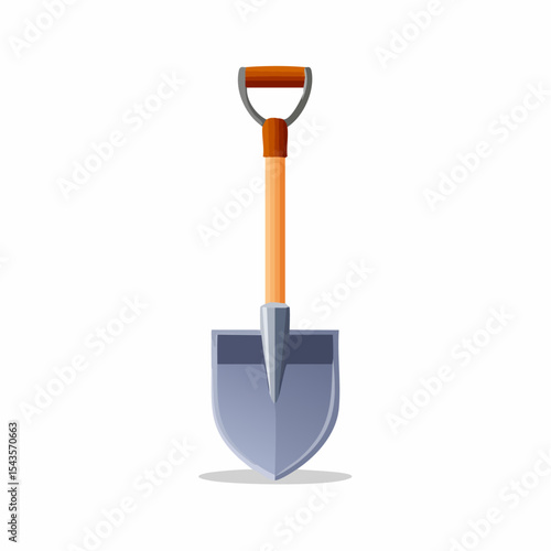 A detailed vector illustration of a cartoon shovel isolated on a white background.