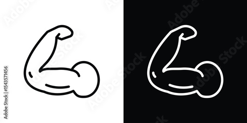Strong arm icon filled flat sign concept for web design.