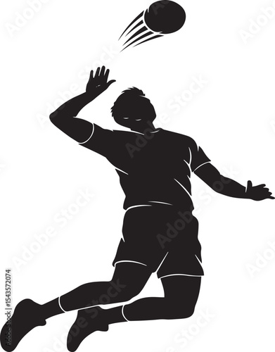 Silhouetted volleyball player spiking the ball in athletic game action illustration
