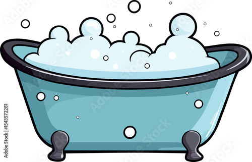 Bubbles in the Tub: A relaxing scene of an antique bathtub overflowing with frothy soap bubbles, a testament to cleanliness and spa-like relaxation.