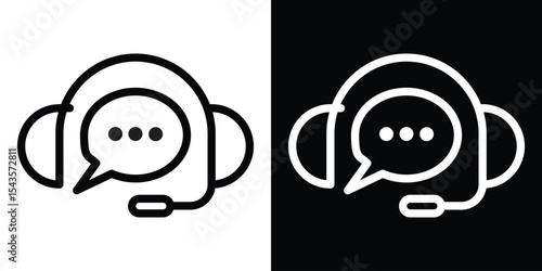 Support service headset icon filled flat sign concept for web design.