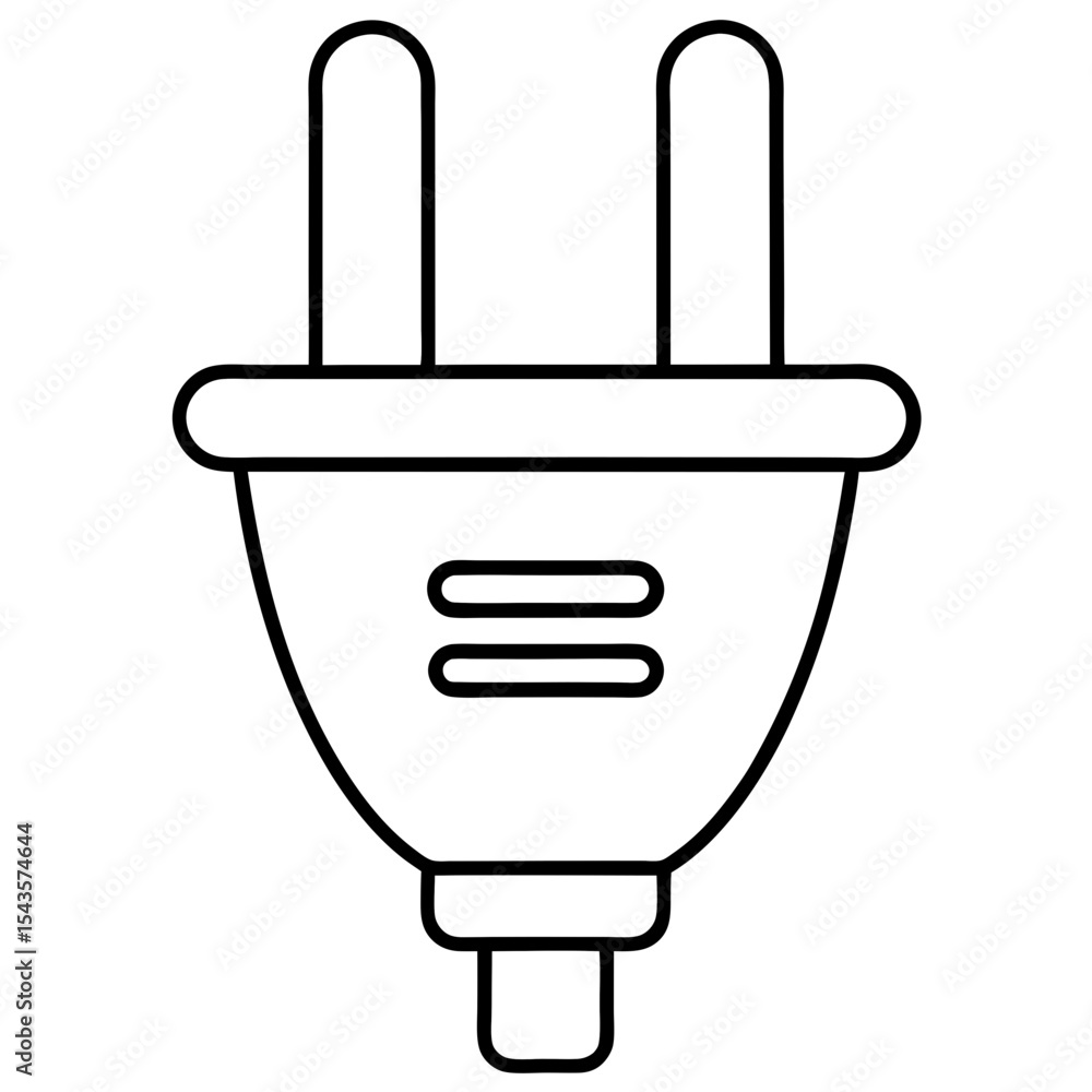 Standard Two-Pin Power Plug – Minimalist Line Art in Symmetrical Vector Style Standard Two-Pin Power Plug – Minimalist Line Art in Symmetrical Vector Style