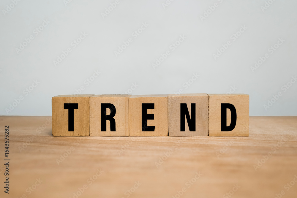 trend words text on wooden blocks on wooden surface trend words text on wooden blocks on wooden surface