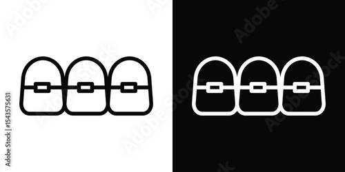 Teeth with braces icon filled flat sign concept for web design.
