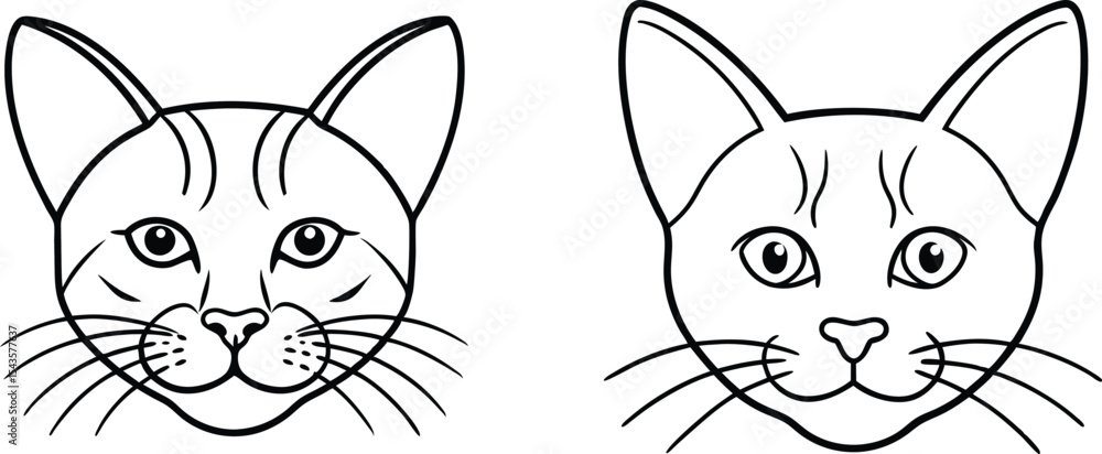 Fototapeta premium cat face line art icon set, cat head icon set on white background.
