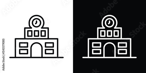 Train station building icon filled flat sign concept for web design.