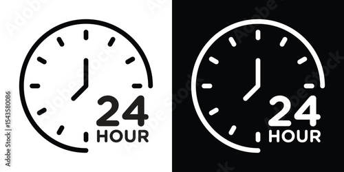 Twenty four hours icon filled flat sign concept for web design.