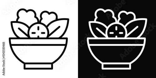 Vegetable salad meal icon filled flat sign concept for web design.
