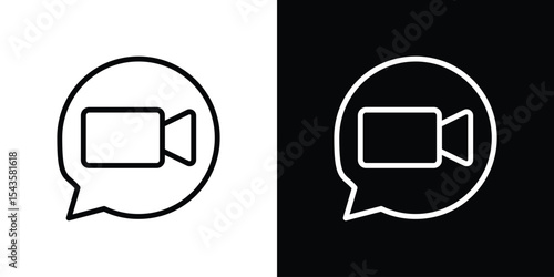 Video call icon filled flat sign concept for web design.